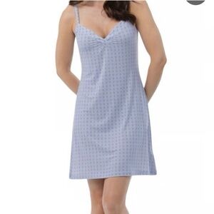 Pajamagram Size SM Naturally Nude Chemise Blue Geo Print Stretch Nightgown NWT